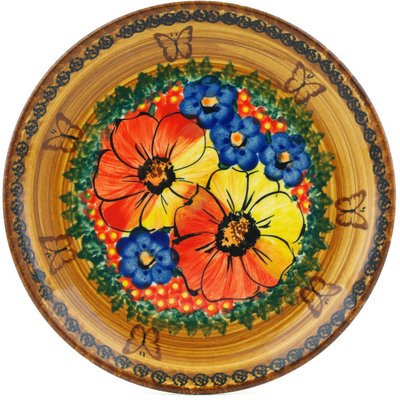 Polish Pottery Plate 7&quot; Mystical Butterfly Garden UNIKAT
