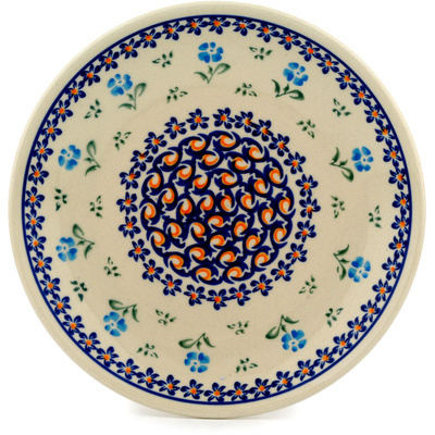 Polish Pottery Plate 7&quot; Orange Peacock Pop