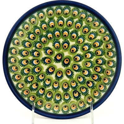 Polish Pottery Plate 7&quot; Peacock Feathers