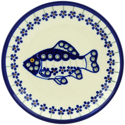 Polish Pottery Plate 7&quot; Peacock Fish