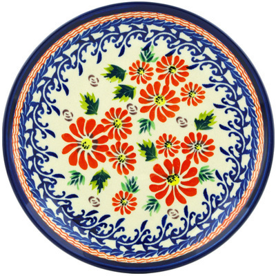 Polish Pottery Plate 7&quot; Poinsettia UNIKAT