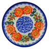 Polish Pottery Plate 7&quot; Red Blossom