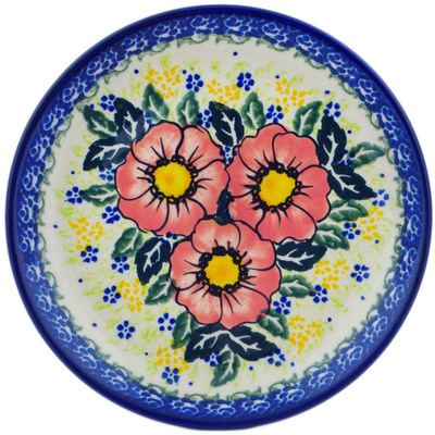 Polish Pottery Plate 7&quot; Red Daisy Delight
