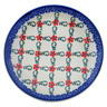 Polish Pottery Plate 7&quot; Red Flower Lattice