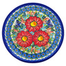 Polish Pottery Plate 7&quot; Red Hibiscus UNIKAT