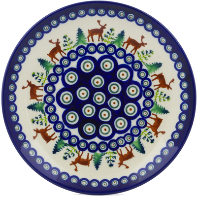 Polish Pottery Plate 7&quot; Reindeer In The Pines