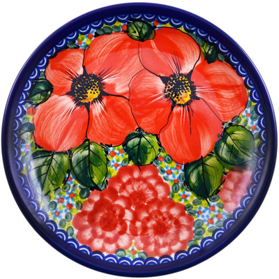 Polish Pottery Plate 7&quot; Resilient Red Poppies UNIKAT