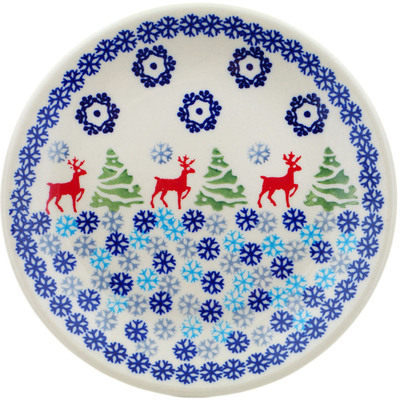 Polish Pottery Plate 7&quot; Ring Around The Reindeer