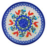 Polish Pottery Plate 7&quot; Rising Roosters UNIKAT