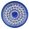 Polish Pottery Plate 7&quot; Royal Azure Rings UNIKAT