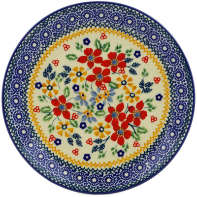 Polish Pottery Plate 7&quot; Ruby Bouquet UNIKAT