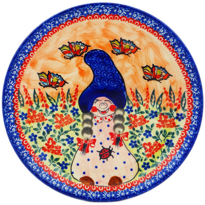 Polish Pottery Plate 7&quot; Smurfette Lady Bird UNIKAT