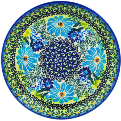 Polish Pottery Plate 7&quot; Soft Blue Petals UNIKAT