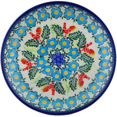 Polish Pottery Plate 7&quot; Spring Rooster UNIKAT