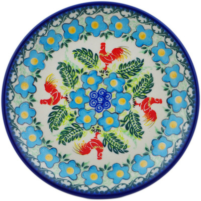 Polish Pottery Plate 7&quot; Spring Rooster UNIKAT