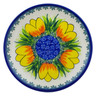 Polish Pottery Plate 7&quot; Spring Yellow Tulip UNIKAT