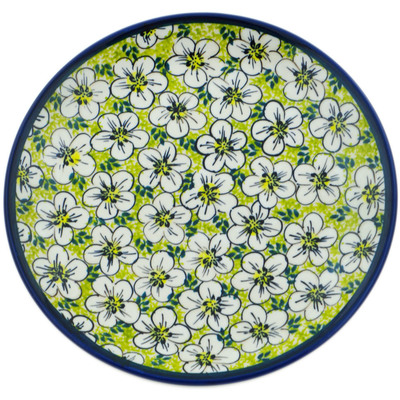 Polish Pottery Plate 7&quot; White Flowers Meadow UNIKAT
