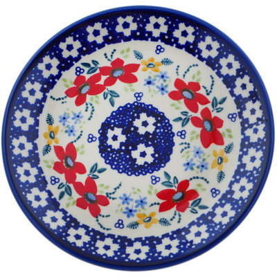 Polish Pottery Plate 7&quot; Wild Flower Bloom UNIKAT