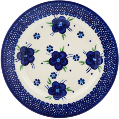 Polish Pottery Plate 8&quot; Bleu-belle Fleur