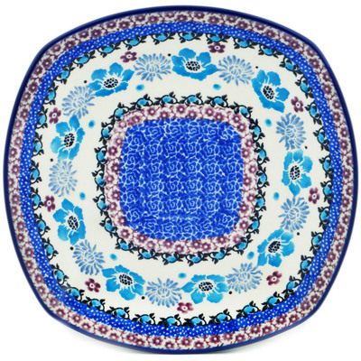 Polish Pottery Plate 8&quot; Blooming Blues