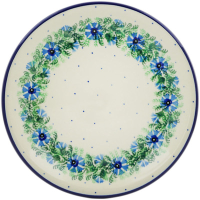 Polish Pottery Plate 8&quot; Blue Bell Wreath