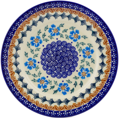 Polish Pottery Plate 8&quot; Blue Cornflower