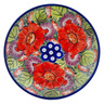 Polish Pottery Plate 8&quot; Blue Eyes Bouquet UNIKAT