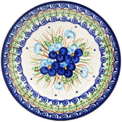 Polish Pottery Plate 8&quot; Blue Pansy