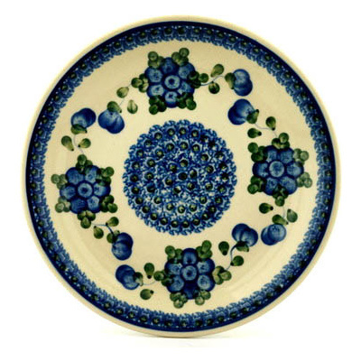 Polish Pottery Plate 8&quot; Blue Poppies