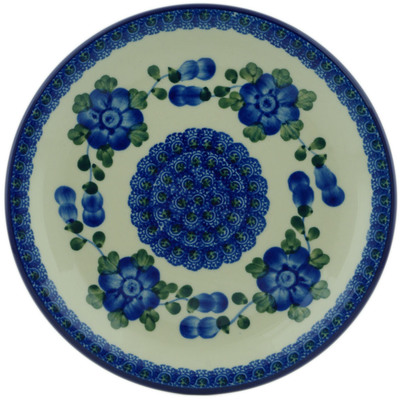 Polish Pottery Plate 8&quot; Blue Poppies