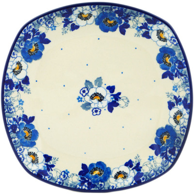 Polish Pottery Plate 8&quot; Blue Spring Blue