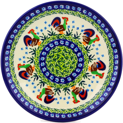 Polish Pottery Plate 8&quot; Country Rooster UNIKAT