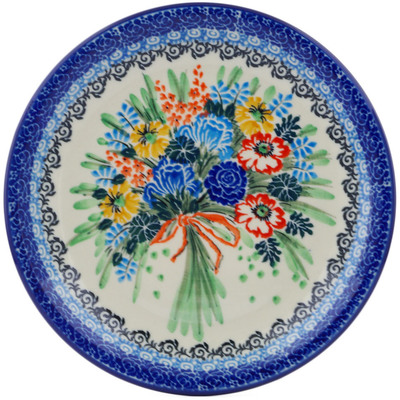 Polish Pottery Plate 8&quot; Fall Bouquet UNIKAT