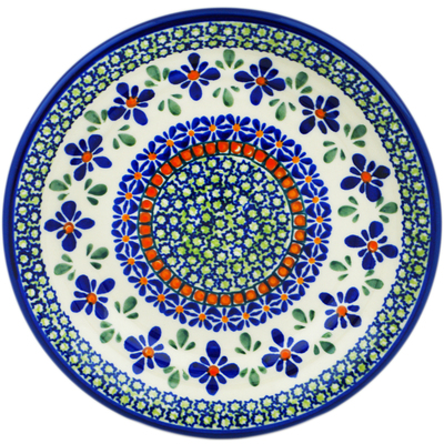 Polish Pottery Plate 8&quot; Gingham Flowers