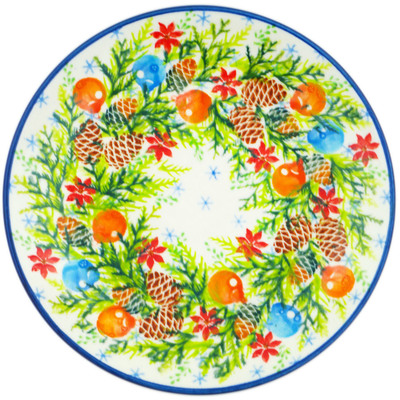 Polish Pottery Plate 8&quot; Happy Christmas