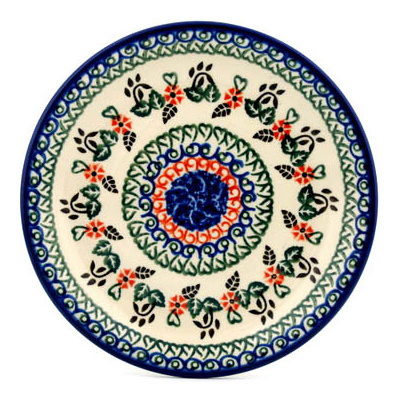 Polish Pottery Plate 8&quot; Heart Leaves