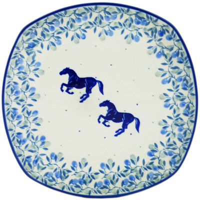 Polish Pottery Plate 8&quot; Horse Gallop