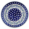 Polish Pottery Plate 8&quot; Peacock Forget-me-not