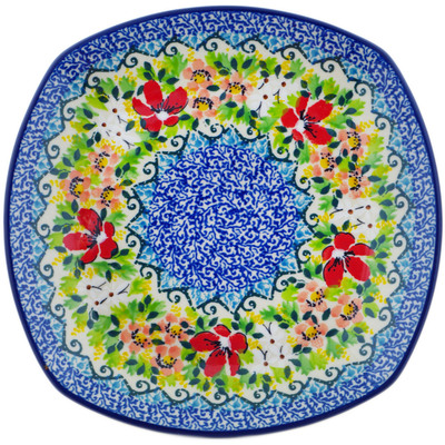 Polish Pottery Plate 8&quot; Petal Dance UNIKAT