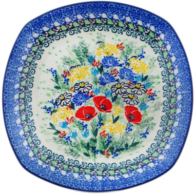 Polish Pottery Plate 8&quot; Polish Garden UNIKAT