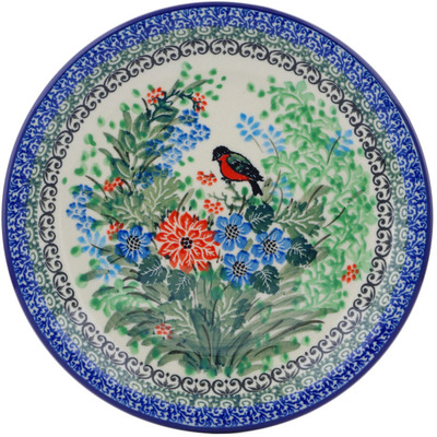 Polish Pottery Plate 8&quot; Red Breasted Robin UNIKAT
