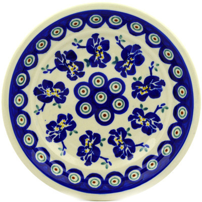 Polish Pottery Plate 8&quot; Royal Iris Peacock