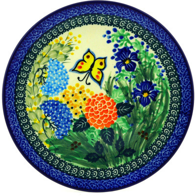 Polish Pottery Plate 8&quot; Spring Garden UNIKAT