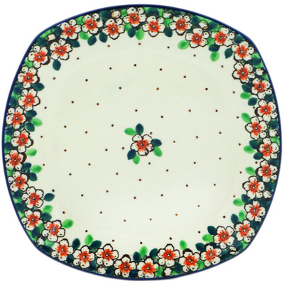 Polish Pottery Plate 8&quot; Strawberry Blossom