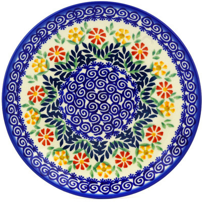 Polish Pottery Plate 8&quot; Wave Of Flowers
