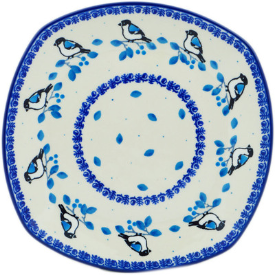 Polish Pottery Plate 8&quot; Winter Sparrow