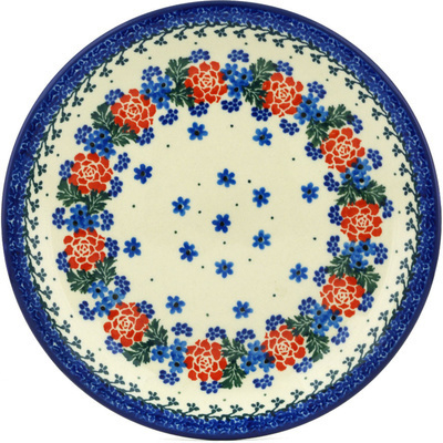 Polish Pottery Plate 8&quot; Winter Wreath