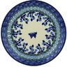 Polish Pottery Plate 9&quot; Blue Butterfly