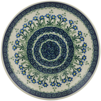 Polish Pottery Plate 9&quot; Blue Daisy Circle