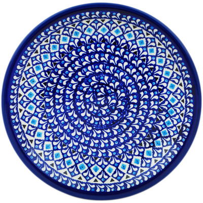 Polish Pottery Plate 9&quot; Blue Diamond Dream